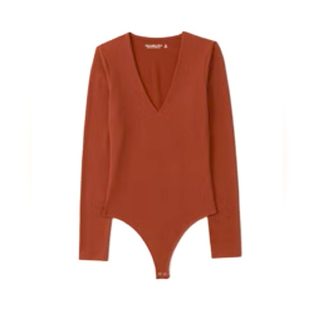 Abercrombie & Fitch Long-Sleeve Seamless Fabric V-Neck Bodysuit XXL